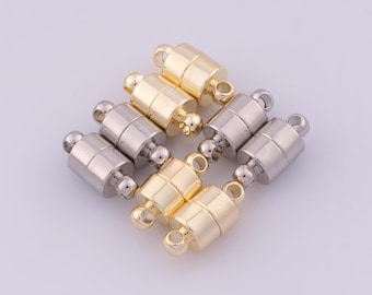 5 pcs 14K Gold Filled Round Magnetic Clasp,Magnetic Clasp,Cylindrical Magnetic Clasp for DIY Bracelet Necklace Jewelry Making Finding Supply
