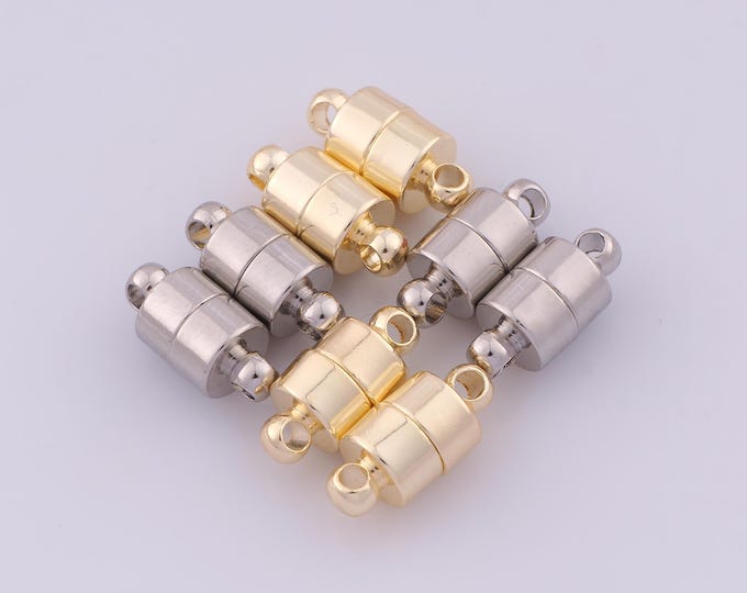 5 pcs 14K Gold Filled Round Magnetic Clasp,Magnetic Clasp,Cylindrical Magnetic Clasp for DIY Bracelet Necklace Jewelry Making Finding Supply
