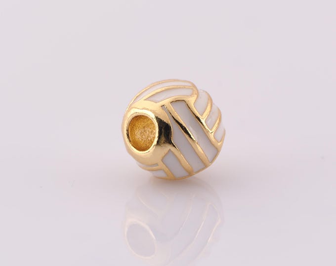 1 pcs 18K Gold Filled Volleyball Spacer Beads,Ball Beads,Round Beads for DIY Jewelry Making Findings Supply