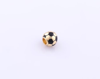 1 pcs Gold Enamel Football Spacer Beads,18K Gold Filled Sports Beads,Ball Beads for DIY Jewelry Making Findings Supply