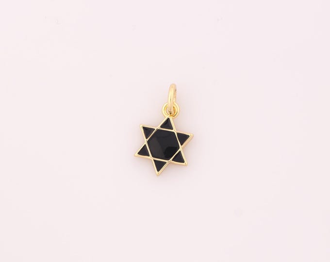1 pcs Gold Enamel David Star Pendant,18K Gold Filled Jewish Star Charm,Hexagram Charms DIY Bracelet Necklace Jewelry Making Findings Supply