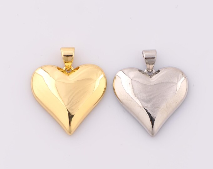 1 pcs Gold Heart Pendant,18K Gold Filled Minimalist Charm,Heart Charm DIY Bracelet Necklace Jewelry Making Findings Supply