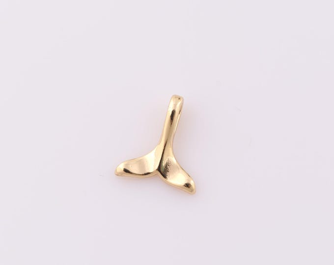 1 pcs Gold Fishtail Pendant,18K Gold Filled Fishtail Charm,Fishtail Charm DIY Bracelet Necklace Jewelry Making Findings Supply