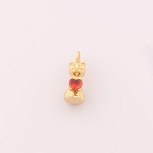 1 pcs Gold Ctue Cat Pendant,18K Gold Filled Love Charm,CZ Heart Charms DIY Bracelet Necklace Jewelry Making Findings Supply
