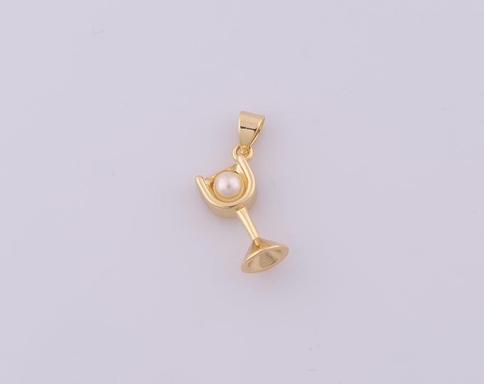 1 pcs Gold Goblet Pendant,18K Gold Filled Wine Glass Charm,Goblet Charms DIY Bracelet Necklace Jewelry Making Findings Supply