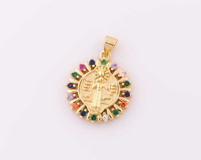 1 pcs Gold CZ Jesus Pendant,18K Gold Filled Religion Charm,Christian Charm DIY Bracelet Necklace Jewelry Making Findings Supply