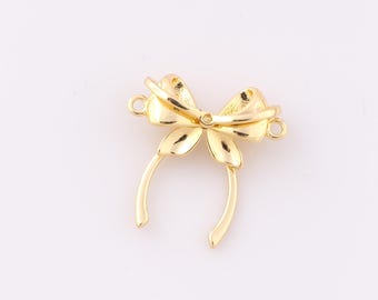 1 pcs Gold Headband Connector,18K Gold Filled Bow Connector,Headband Connector DIY Bracelet Necklace Jewelry Making Findings Supply