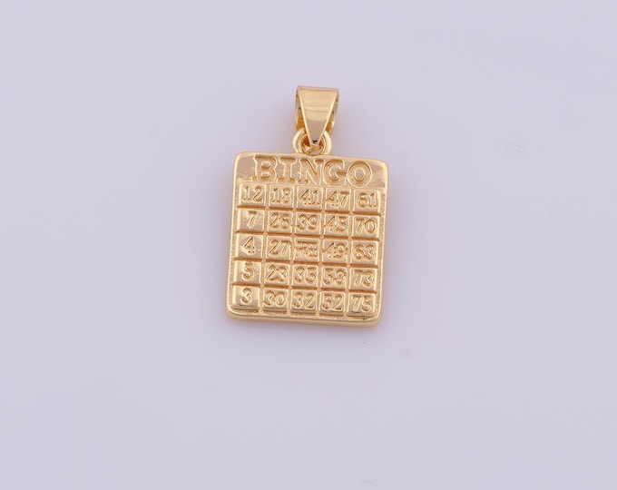 1 pcs Gold Bingo Pendant,18K Gold Filled Game Charm,Bingo Charms DIY Bracelet Necklace Jewelry Making Findings Supply
