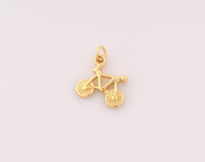 1 pcs Gold Bicycle Pendant,18K Gold Filled Sports Charm,Bicycle Charms DIY Bracelet Necklace Jewelry Making Findings Supply