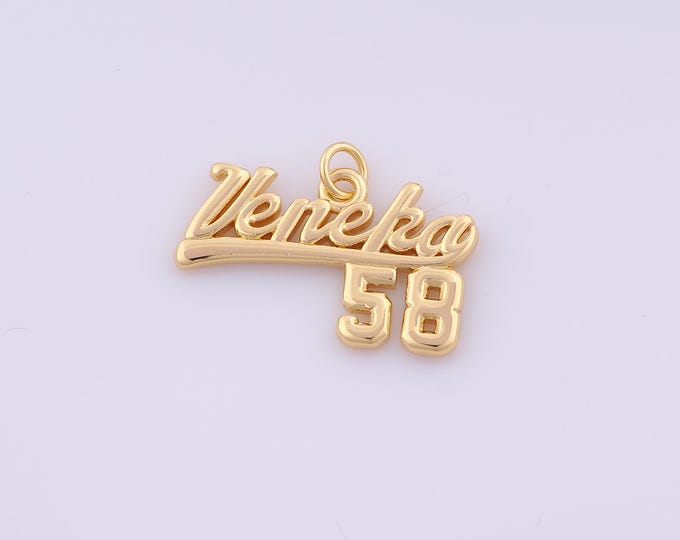 1 pcs Gold Veneka 58 Pendant,18K Gold Filled Letter Charm,Veneka 58 Charms DIY Bracelet Necklace Jewelry Making Findings Supply