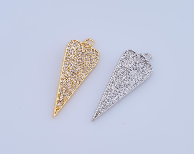 1 pcs Gold CZ Heart Pendant,18K Gold Filled Heart Charm,Heart Charm DIY Bracelet Necklace Jewelry Making Findings Supply
