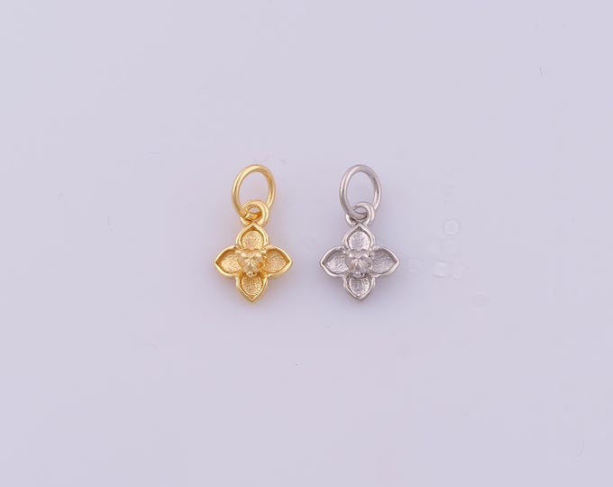 1 pcs Gold Lucky Grass Pendant,18K Gold Filled Flower Charm,Lucky Grass Charms DIY Bracelet Necklace Jewelry Making Findings Supply