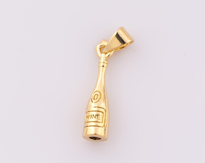 1 pcs Gold Wine Pendant,18K Gold Filled Wine Charm,Wine Charm DIY Bracelet Necklace Jewelry Making Findings Supply