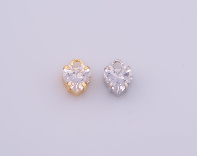 1 pcs Gold CZ Heart Pendant,18K Gold Filled Love Charm,Heart Charms DIY Bracelet Necklace Jewelry Making Findings Supply