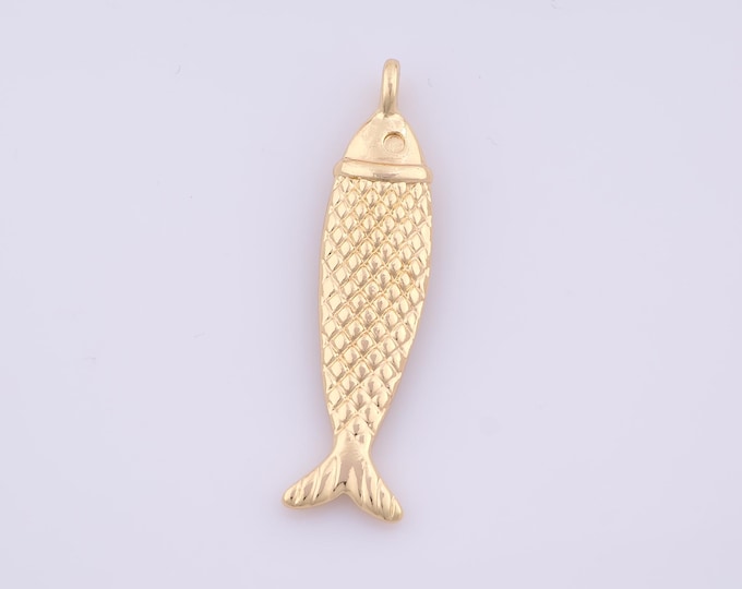 1 pcs Gold Fish Pendant,18K Gold Filled Marine Life Charm,Fish Charms DIY Bracelet Necklace Jewelry Making Findings Supply
