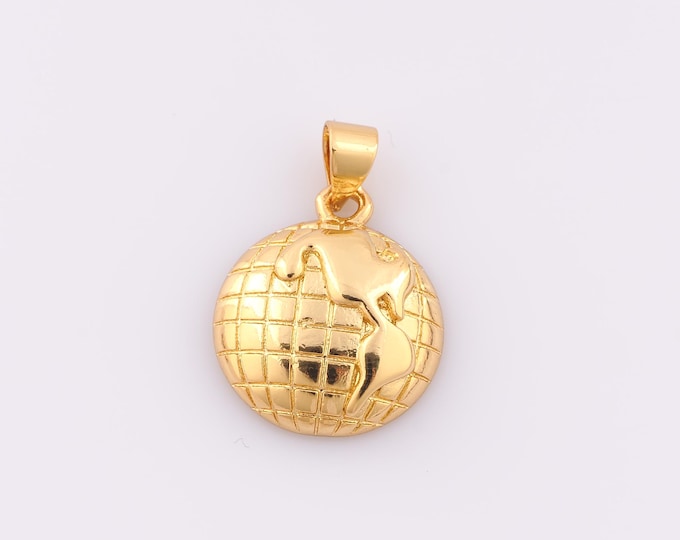 1 pcs Gold Earth Pendant,18K Gold Filled Earth Charm,Earth Charm DIY Bracelet Necklace Jewelry Making Findings Supply