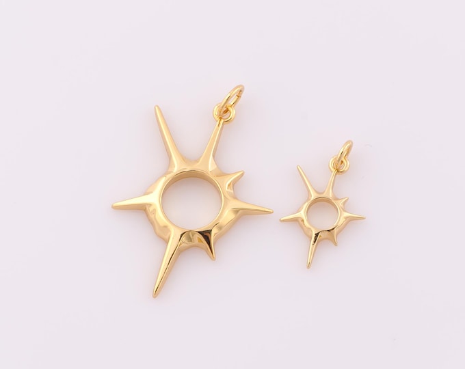 1 pcs Gold Sun Pendant,18K Gold Filled Sun Charm,Sun Charm DIY Bracelet Necklace Jewelry Making Findings Supply