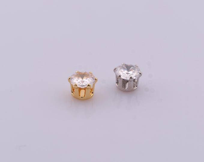 1 pcs 18K Gold Filled CZ Round Spacer Beads,Tube Beads,Round Beads for DIY Jewelry Making Findings Supply