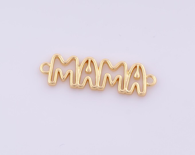 1 pcs Gold MAMA Connector,18K Gold Filled Letter Connector,MAMA Connector DIY Bracelet Necklace Jewelry Making Findings Supply