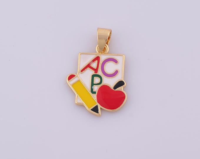 1 pcs Enamel Book Pendant,18K Gold Filled Book Charm,Book Charms DIY Bracelet Necklace Jewelry Making Findings Supply