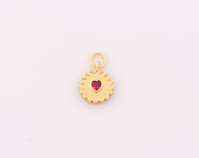 1 pcs Gold Heart Pendant,18K Gold Filled Flower Charm,Love Charms DIY Bracelet Necklace Jewelry Making Findings Supply