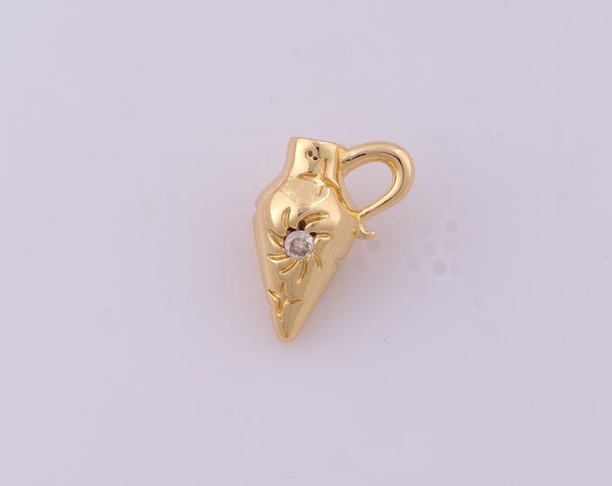 1 pcs Gold CZ Kettle Pendant,18K Gold Filled Kettle Charm,Kettle Charms DIY Bracelet Necklace Jewelry Making Findings Supply