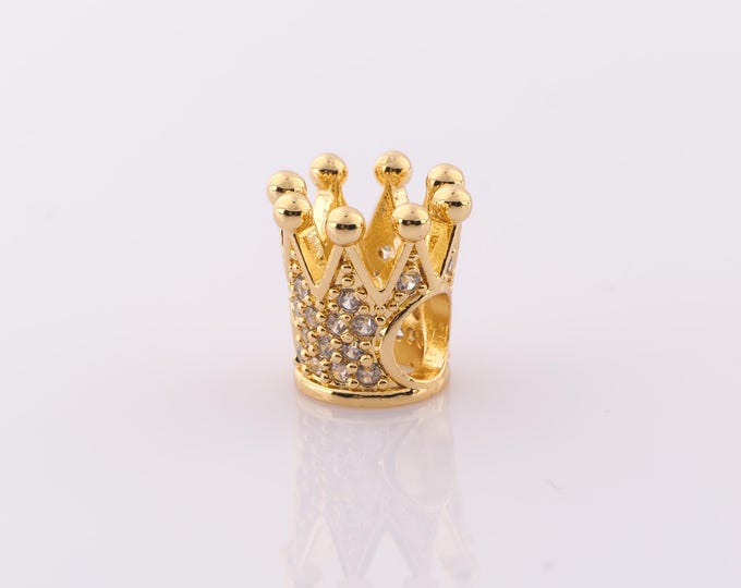 1 pcs 18K Gold Filled Crown Spacer Beads,Large Hole Beads,Crown Beads for DIY Jewelry Making Findings Supply