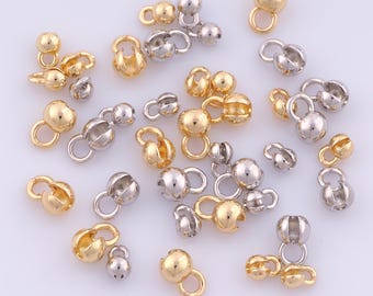18K Gold Filled Crimp Cover Spacer Beads,Positioning Beads,Crimp Ends Beads for DIY Jewelry Making Findings Supply