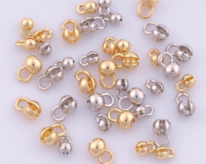 10 pcs 18K Gold Filled Crimp Cover Spacer Beads,Positioning Beads,Crimp Ends Beads for DIY Jewelry Making Findings Supply