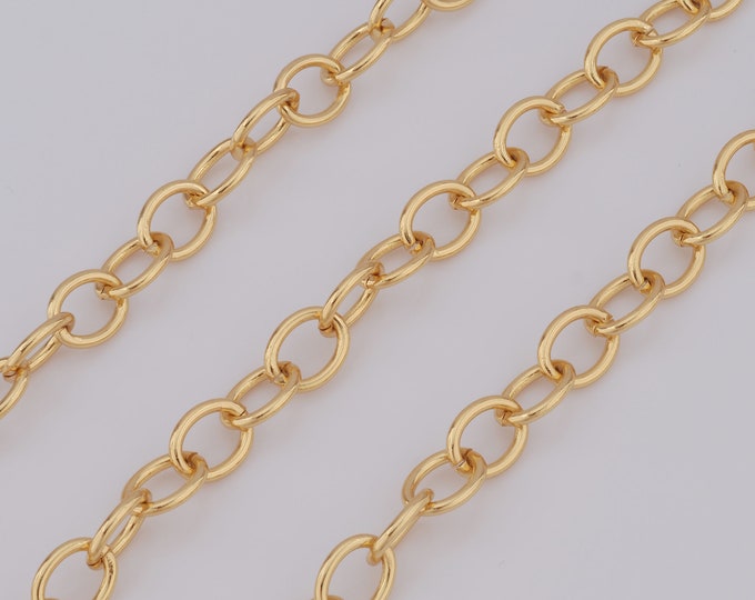 1 Meter Gold Cable Chain, 18K Gold Filled Semi Finished Chain, Specialty Chains, DIY Jewelry Making Supplies
