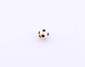1 pcs Gold Enamel Football Spacer Beads,18K Gold Filled Sports Beads,Ball Beads for DIY Jewelry Making Findings Supply