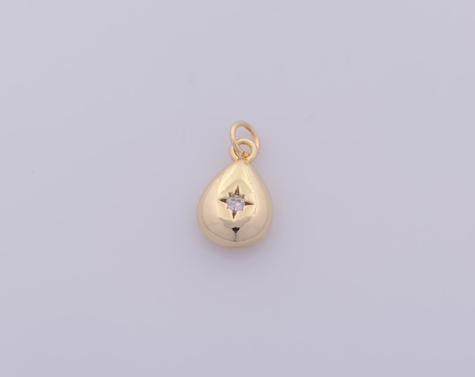 1 pcs Gold CZ Water Drop Pendant,18K Gold Filled Tear Drop Charm,Star Charms DIY Bracelet Necklace Jewelry Making Findings Supply