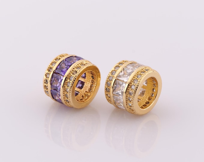 1 pcs 18K Gold Filled Tube Spacer Beads,Large Hole Beads,Round Beads for DIY Jewelry Making Findings Supply