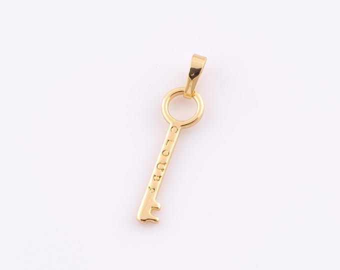 1 pcs Gold key Pendant,18K Gold Filled Minimalist Charm,key Charms,DIY Bracelet Necklace Jewelry Making Findings Supply