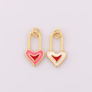 1 Stück Gold Emaille Lock Anhänger, 18K Gold Füllte Herz Charm, Lock Charm DIY Armband Halskette Schmuck machen Erkenntnisse Versorgung