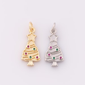 1 pcs Gold CZ Christmas Tree Pendant,18K Gold Filled Star Charm,Tree Charm DIY Bracelet Necklace Jewelry Making Findings Supply