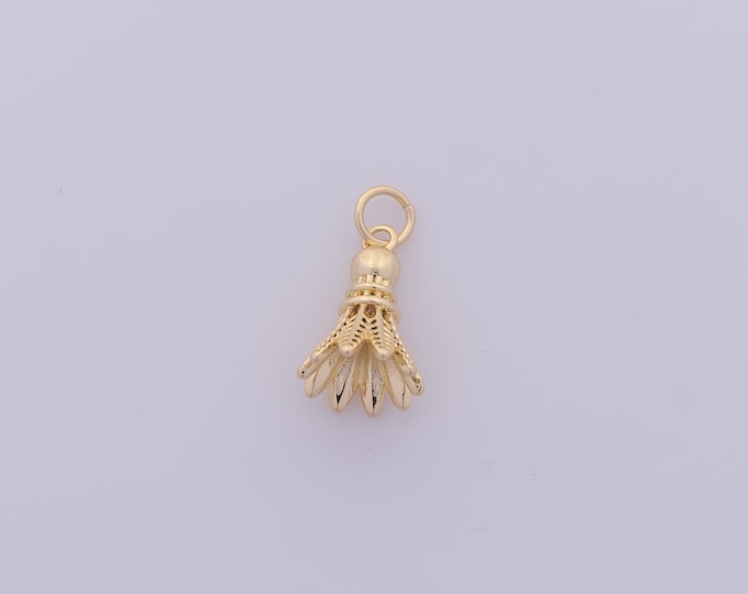 1 pcs Gold Badminton Pendant,18K Gold Filled Sports Charm,Badminton Charms DIY Bracelet Necklace Jewelry Making Findings Supply