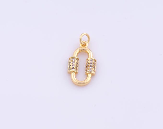 1 pcs Gold CZ Paper Clip Pendant,18K Gold Filled Paper Clip Charm,Paper Clip Charms DIY Bracelet Necklace Jewelry Making Findings Supply