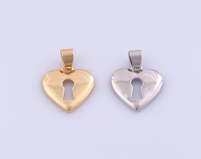 1 pcs Gold Heart Pendant,18K Gold Filled Lock Charm,Love Charms DIY Bracelet Necklace Jewelry Making Findings Supply