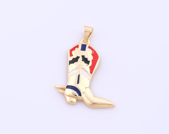 1 pcs Gold Enamel Knight Boot Pendant,18K Gold Filled Knight Charm,Knight Boot Charms DIY Bracelet Necklace Jewelry Making Findings Supply