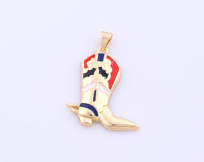 1 pcs Gold Enamel Knight Boot Pendant,18K Gold Filled Knight Charm,Knight Boot Charms DIY Bracelet Necklace Jewelry Making Findings Supply