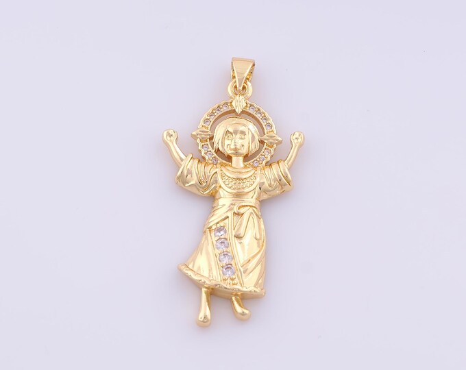 1 pcs Gold CZ Holy Child Pendant,18K Gold Filled Baby Jesus Charm,Holy Child Charms DIY Bracelet Necklace Jewelry Making Findings Supply