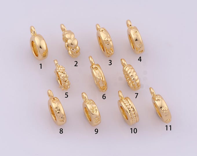 1 pcs 18K Gold Filled Slider Bails,Bails With Loop,Pendant Bail Holder for DIY Jewelry Making Findings Supply