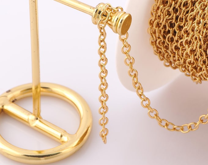 1 Meter Gold Cable Chain, 18K Gold Filled Semi Finished Chain, Specialty Chains, DIY Jewelry Making Supplies