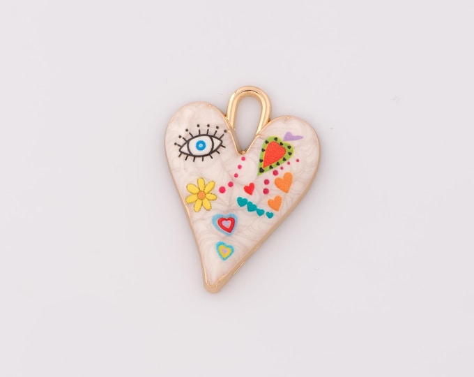 1 pcs Gold Enamel Heart Pendant,18K Gold Filled Carrot Charm Flower Charms,DIY Bracelet Necklace Jewelry Making Findings Supply
