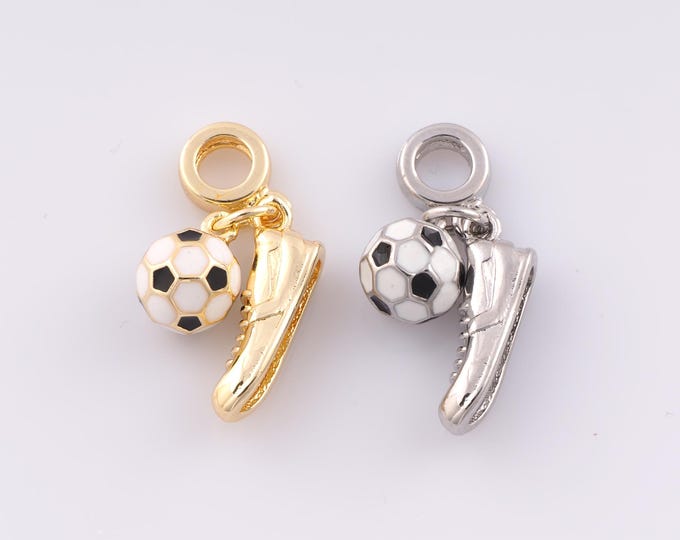 1 pcs Gold Enamel Football Pendant,18K Gold Filled Shoe Charm Shoe Charms,DIY Bracelet Necklace Jewelry Making Findings Supply