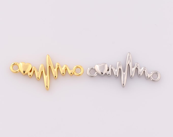 1 pcs Gold Heart Connector,18K Gold Filled Minimalist Connector,Heartbeat Connector DIY Bracelet Necklace Jewelry Making Findings Supply