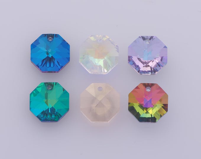 1 pcs Octagon Crystal Pendant,Crystal AB Charms,Austrian Crystal,Made in Austria DIY Bracelet Necklace Jewelry Making Findings Supply