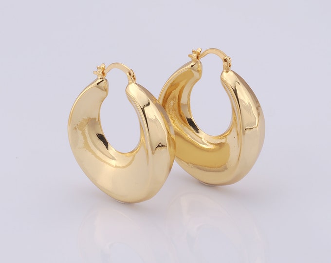 1 pair Gold Hoop Earrings,18K Gold Filled Huggie Hoop Earrings,Hoop Earrings,Hypoallergenic Huggie Hoop,Gift for Her