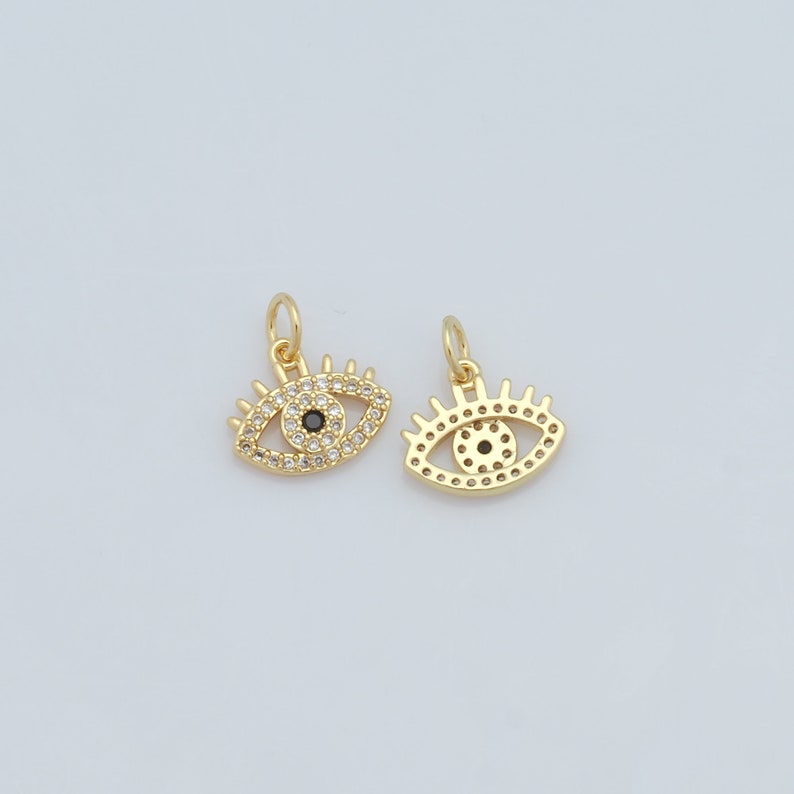 1 Pcs Gold CZ Evil Eye Pendant,18k Gold Filled Eye Charms,eye Charms